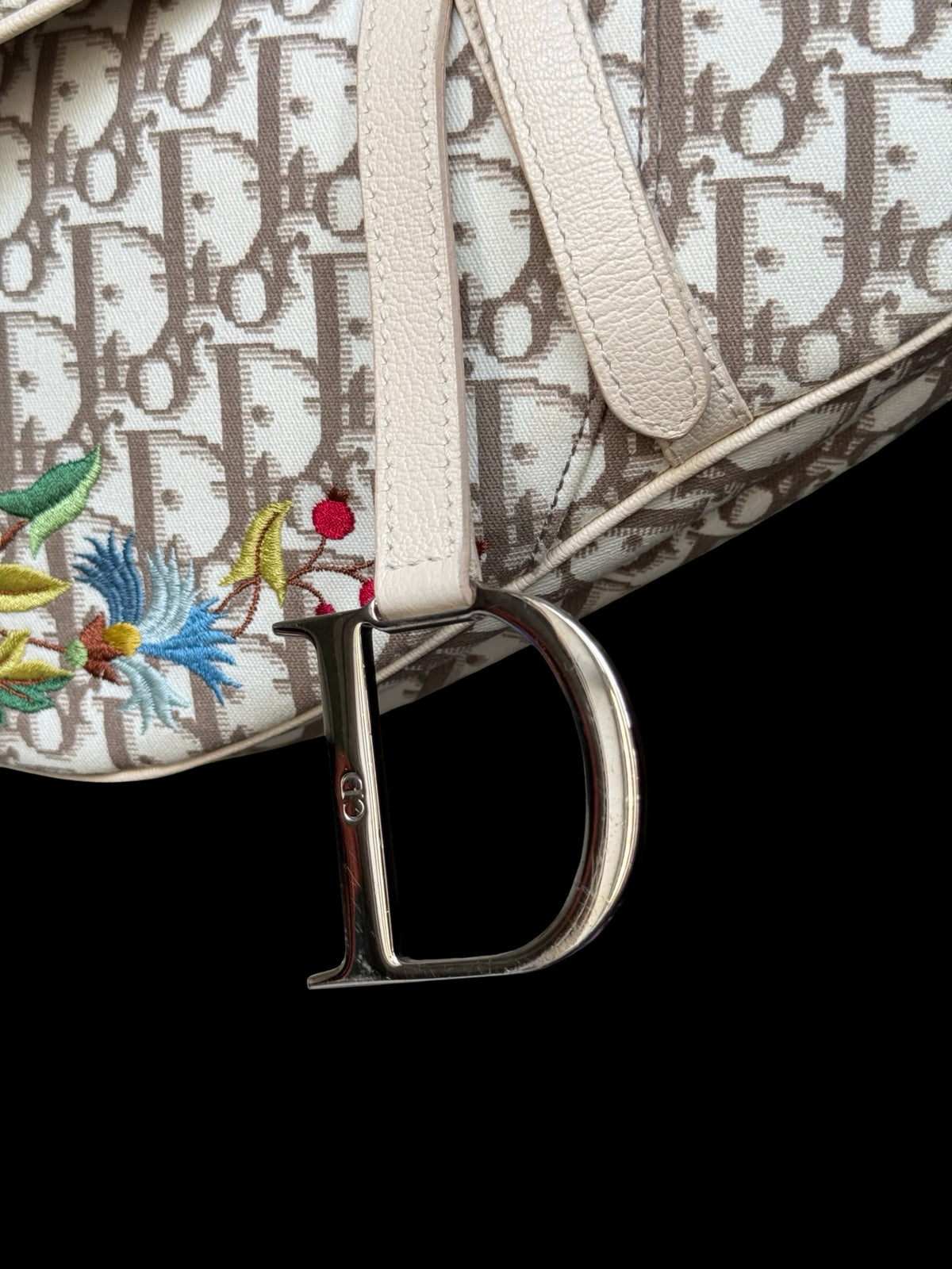 Christian Dior Oblique Floral Embroidered Saddle Bag John Galliano 2005
