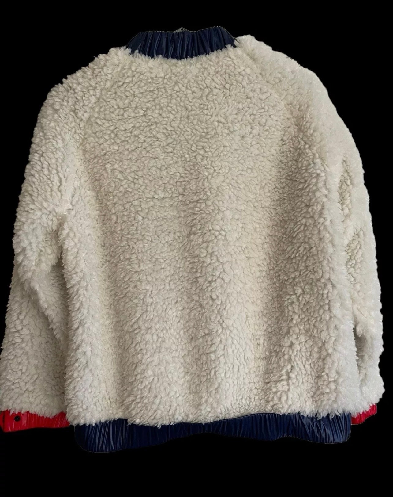 Womens Moncler Grenoble Faux Shearling Jumper Small White Fluffy Maglia Girocollo