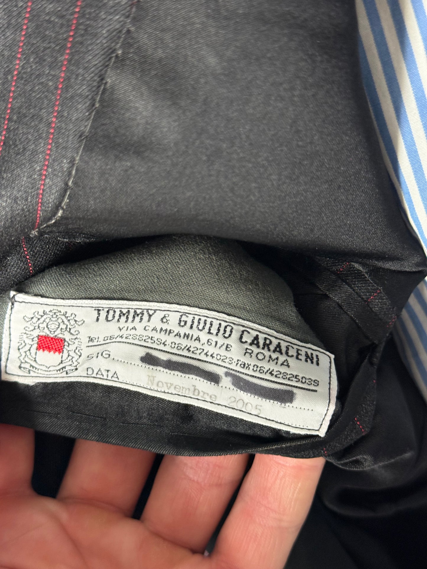 Bespoke Tommy Giulio Caraceni Grey Red Pinstripe Suit 42S/ W34” Sartorial
