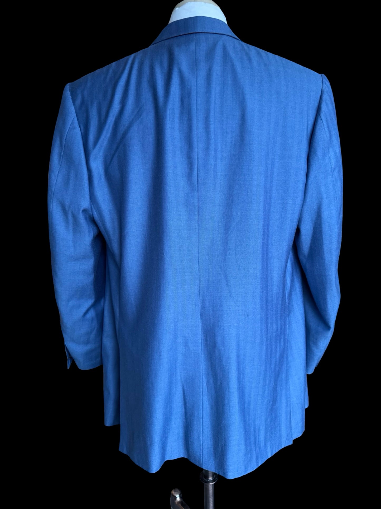 Savile Row Bespoke Blue Herringbone Sport Coat 44/45R Holland Sherry Cashique