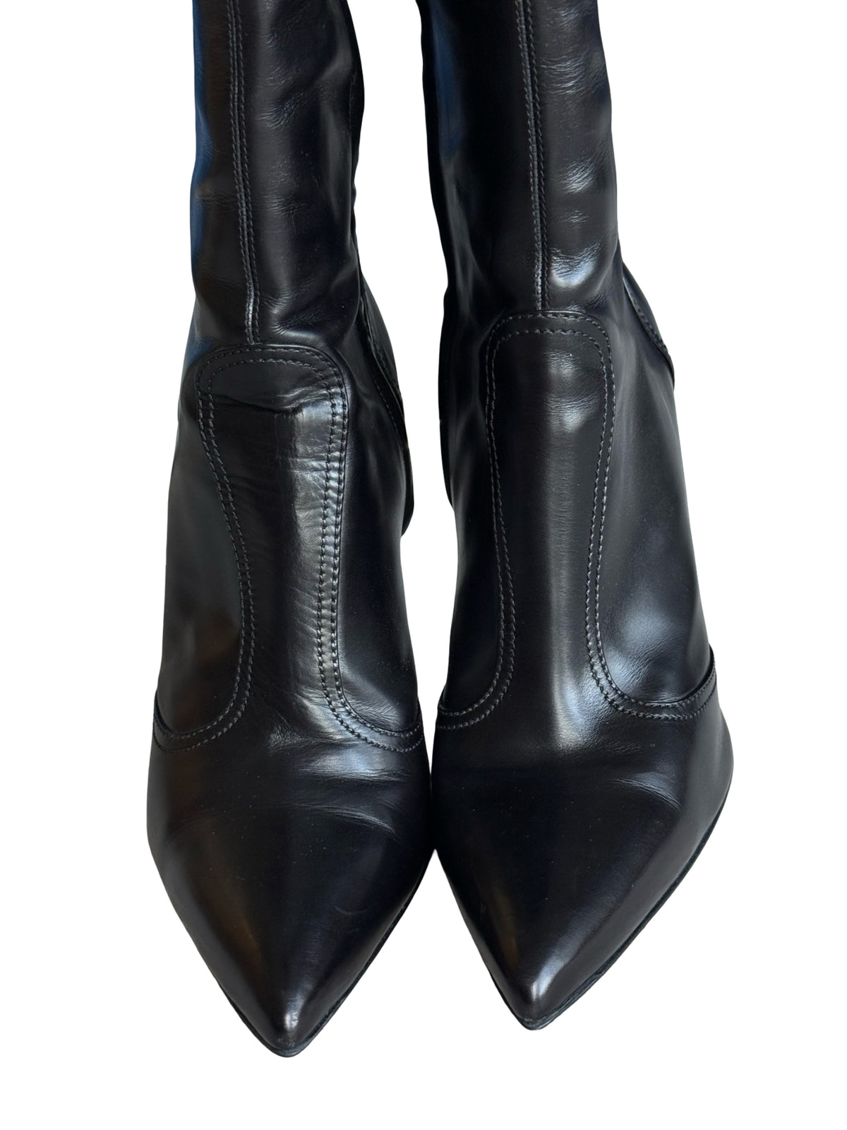 Vintage Versace Knee High Heels Size EU39 UK6 Fur Trim Vintage Rare