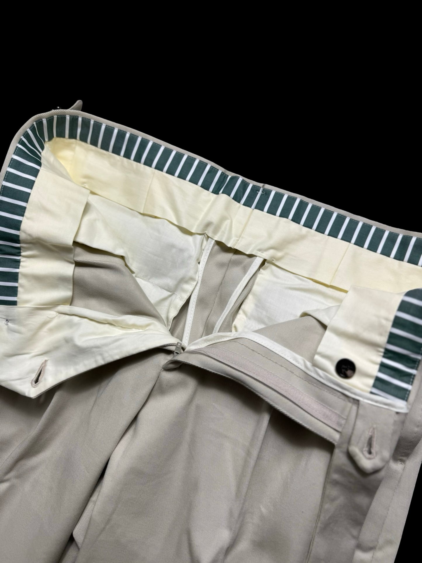 Natalino Cream Cotton Drill Pleat Front Trousers W32S RRP £165