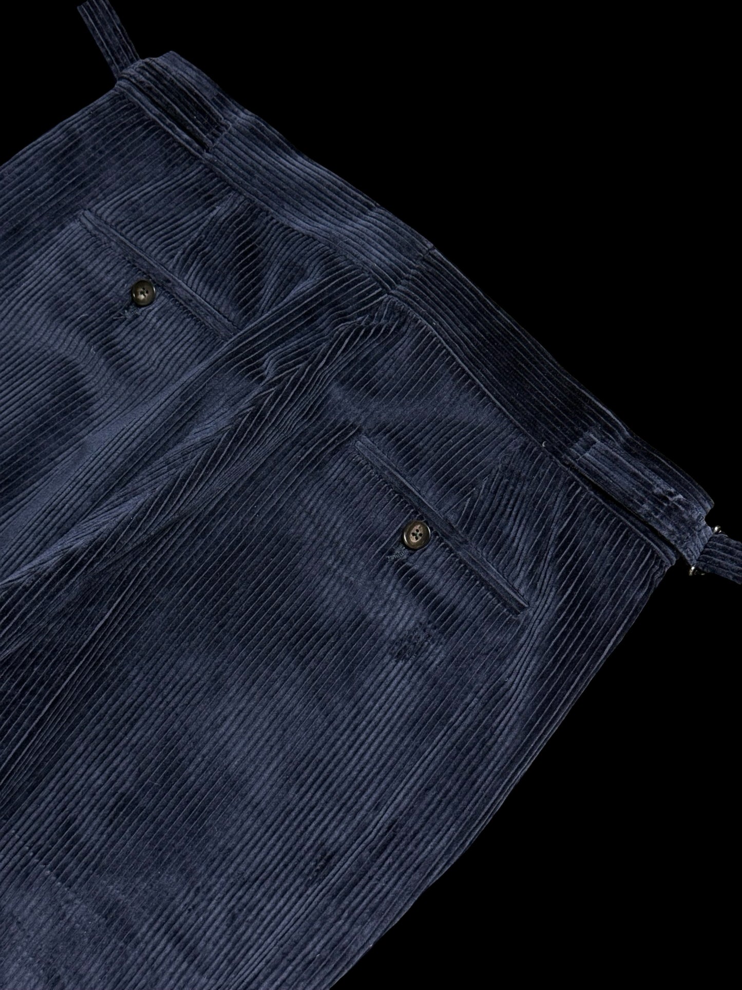 Natalino Navy Blue Corduroy Pleat Front Trousers W32S RRP £185
