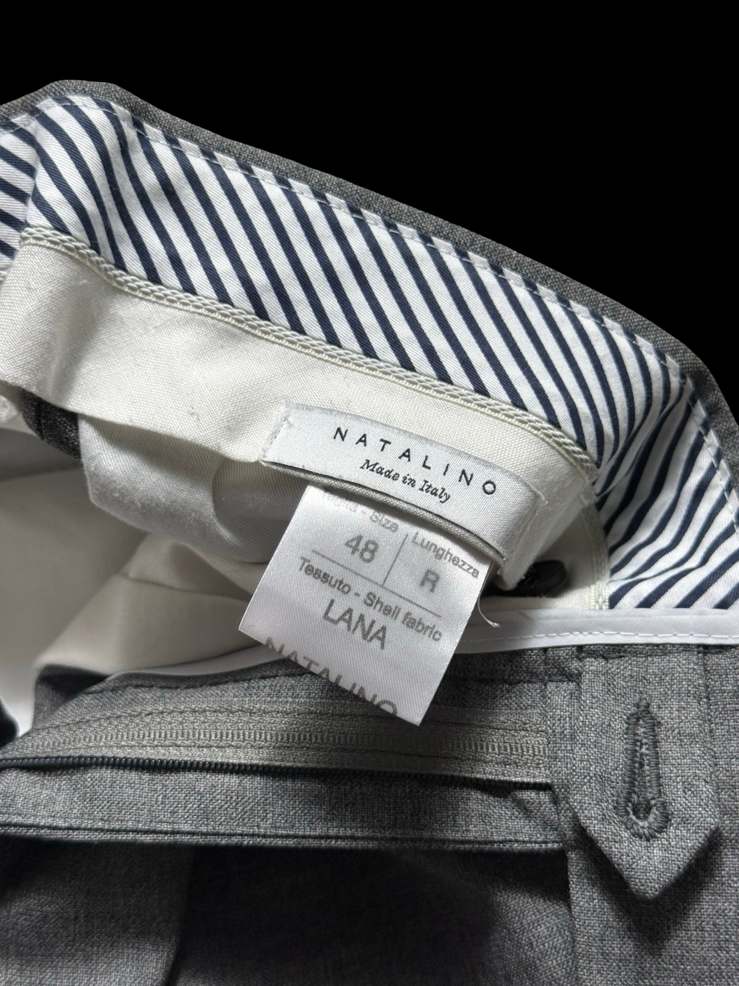 Men’s Natalino Light Grey Tropical Wool Pleat Front Trousers W32S RRP £195