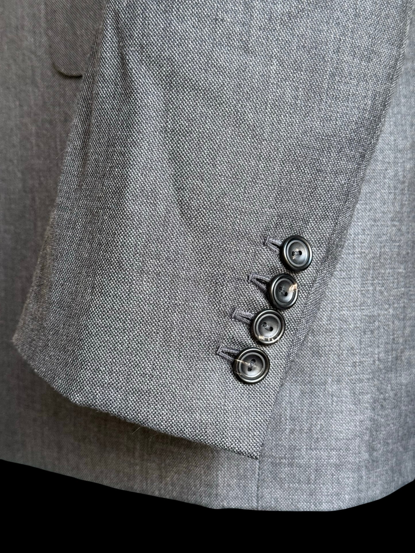 Bespoke Kent & Haste Savile Row Grey Sharkskin Suit Blazer Jacket 40L