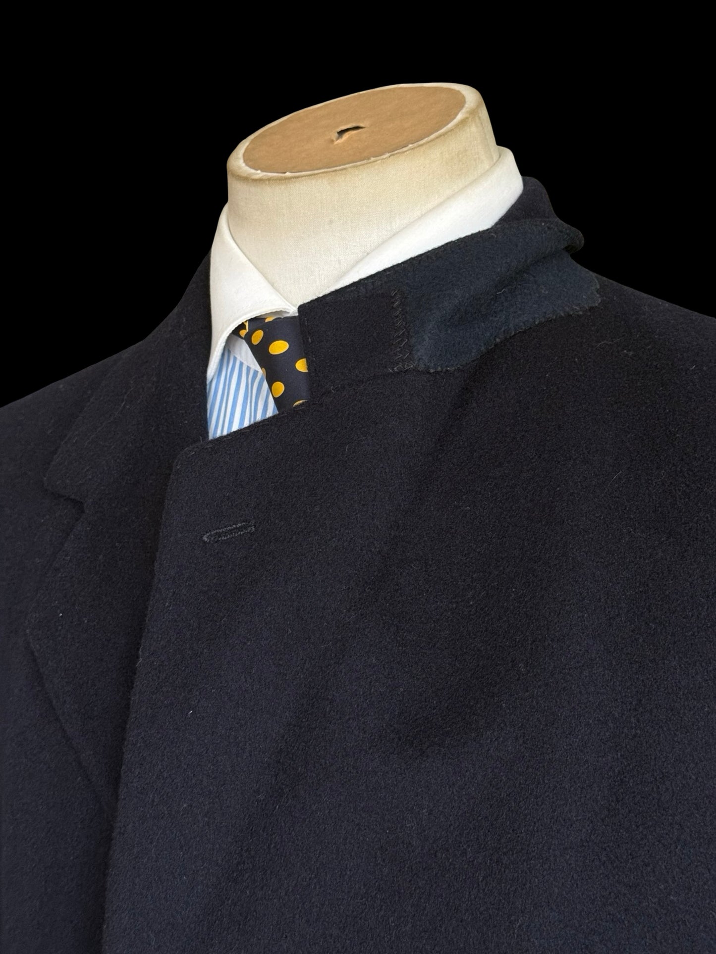 Gieves & Hawkes Navy Wool & Cashmere Overcoat 40L Made In England Savile Row