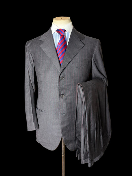 Bespoke Tommy Giulio Caraceni Grey Red Pinstripe Suit 42S/ W34” Sartorial