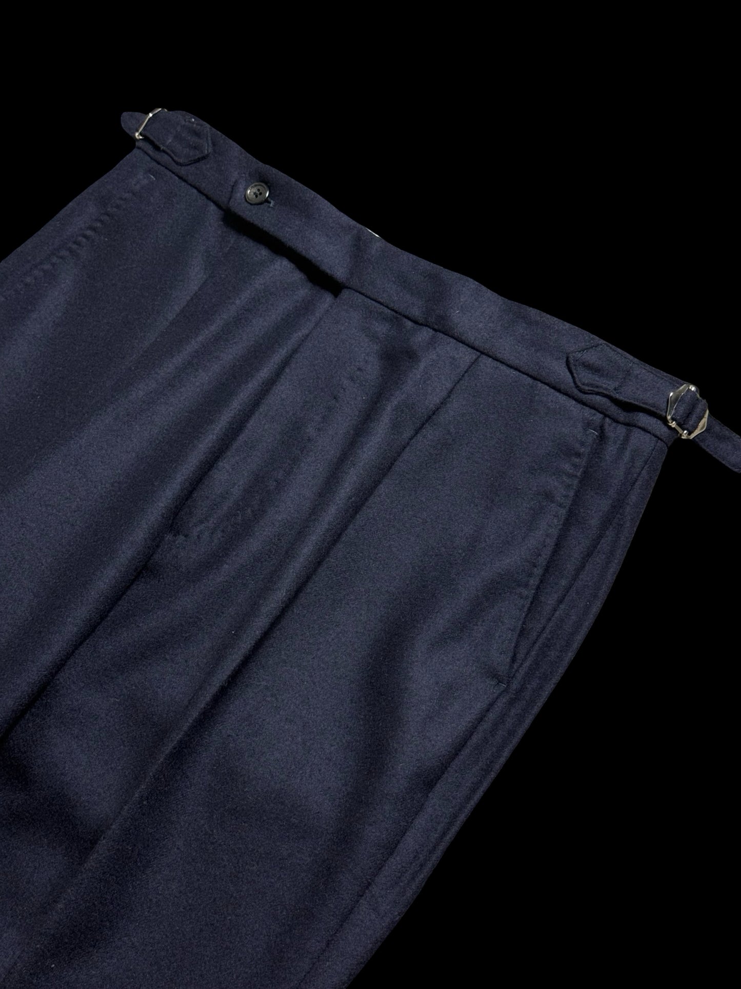 Natalino Navy Blue Flannel Pleat Front Trousers W30S RRP £195