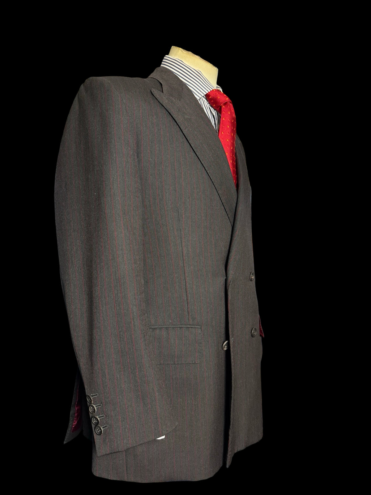 Bespoke Sims & Macdonald Savile Row Double Breasted Suit 38S / W34S Grey Pinstripe