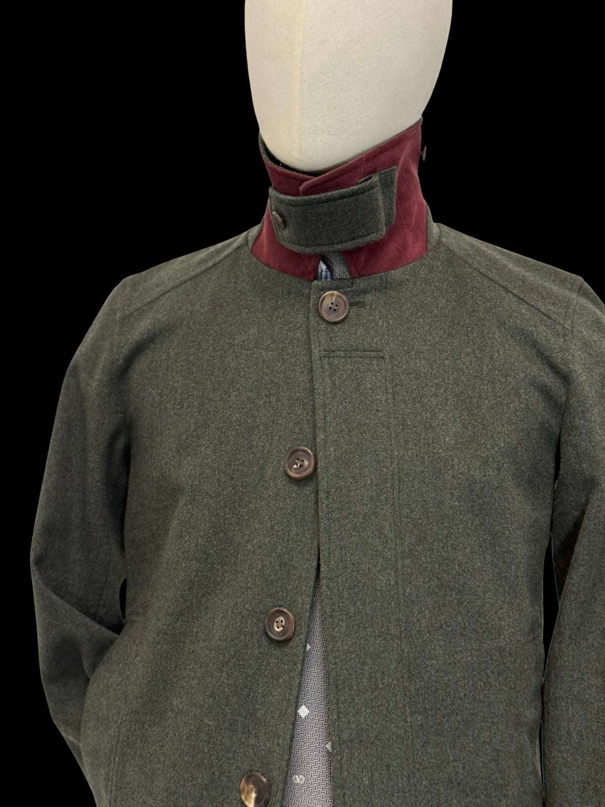 Men’s Purdey & Sons Pure Cashmere Green Overcoat Size 36” Storm Collar RRP £2500