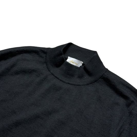 Men’s Brioni Cashmere & Silk Jumper Size 60 Black Mock Neck RRP £900
