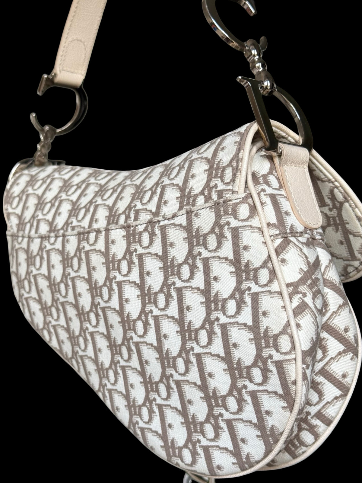Christian Dior Oblique Floral Embroidered Saddle Bag John Galliano 2005