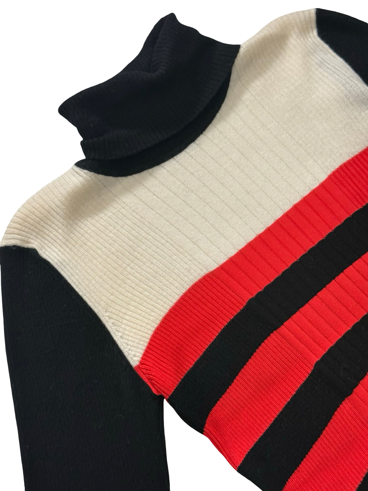 Emilio Pucci Roll Neck Wool Jumper Size Large Striped Fine Knit