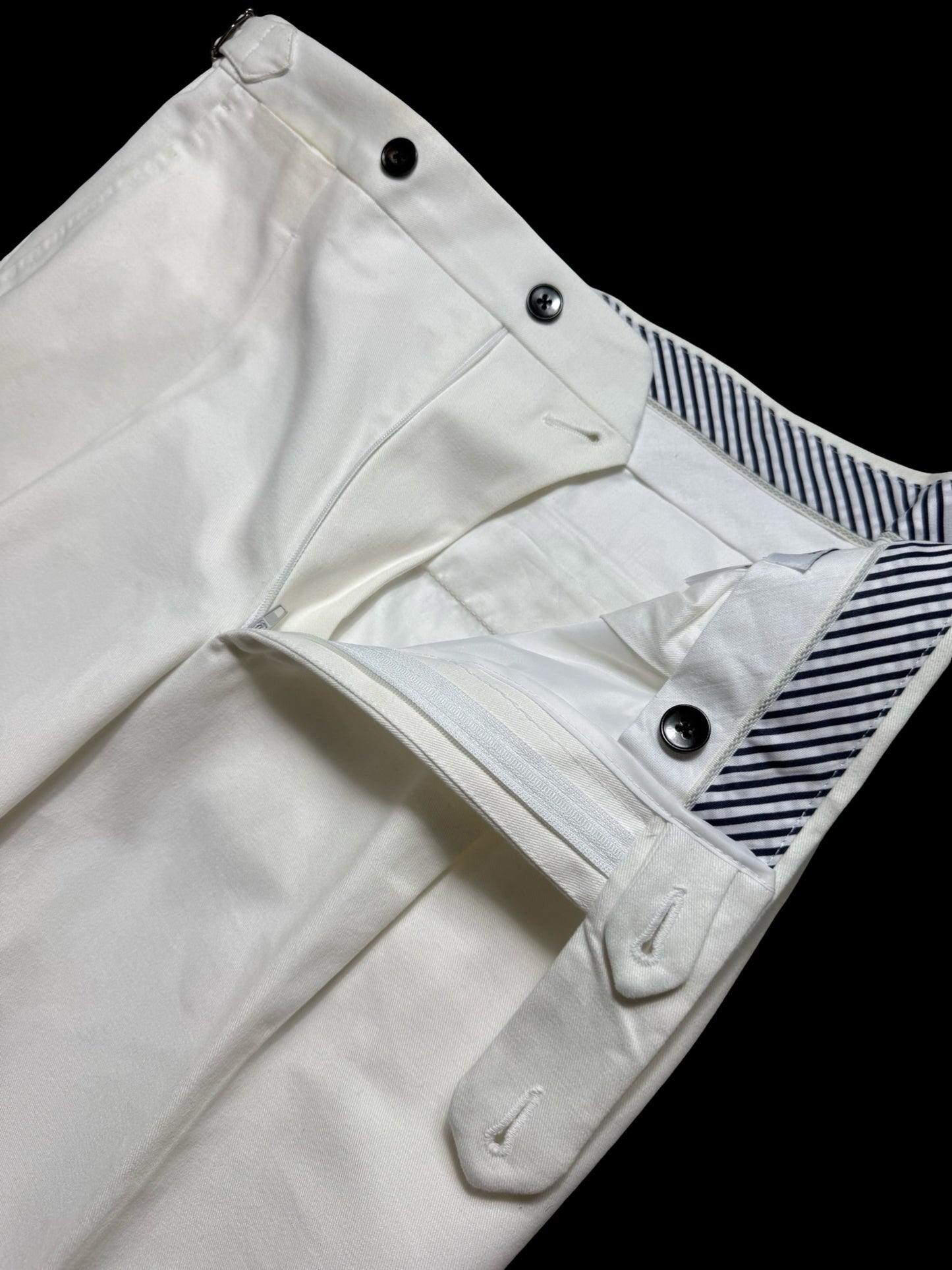 Men’s Natalino White Brushed Cotton Pleat Front Trousers W32S RRP £165