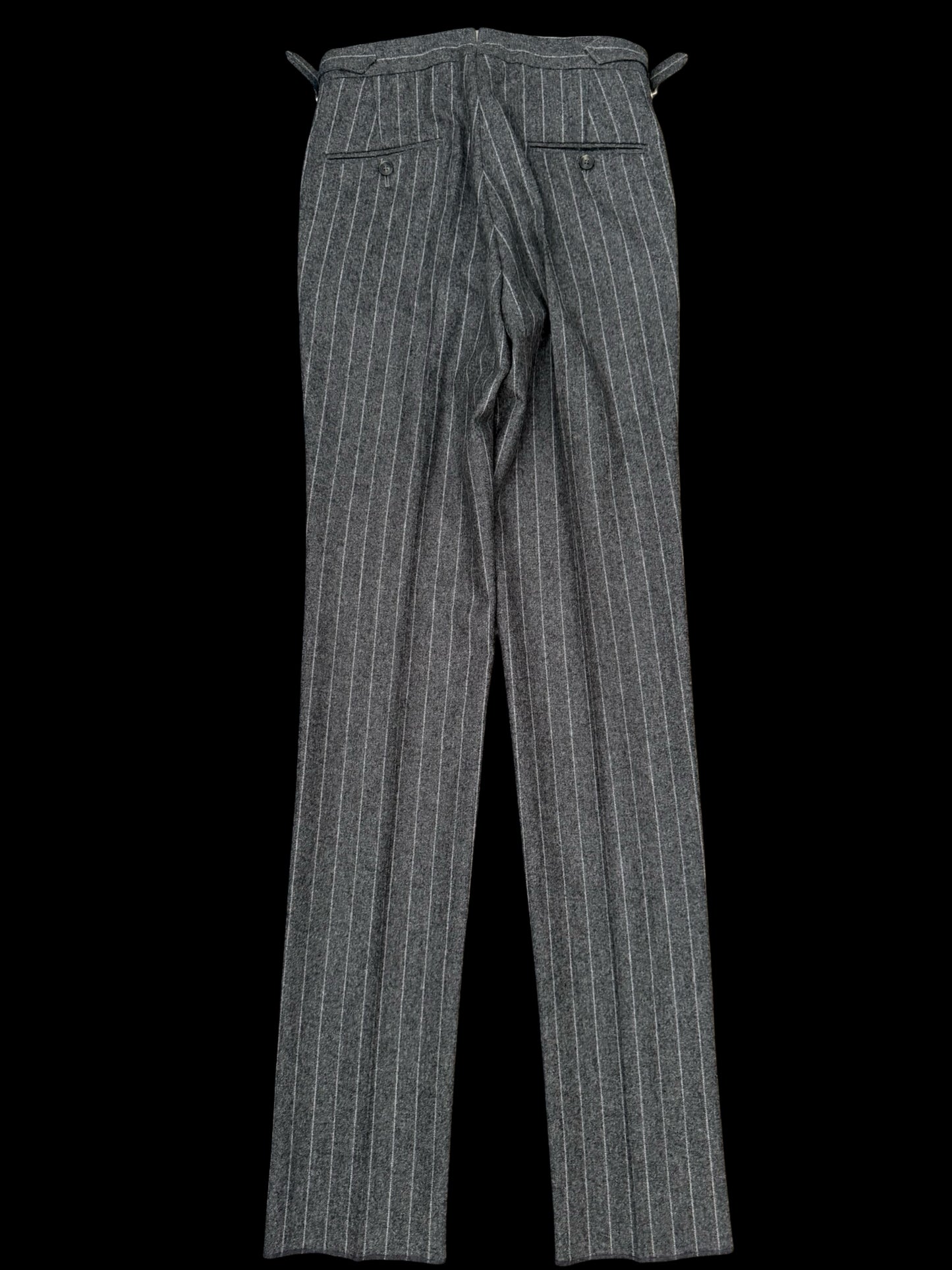 BNWT Natalino Pleat Front Trousers W28” Light Grey Flannel Wool Chalk Stripe RRP £195