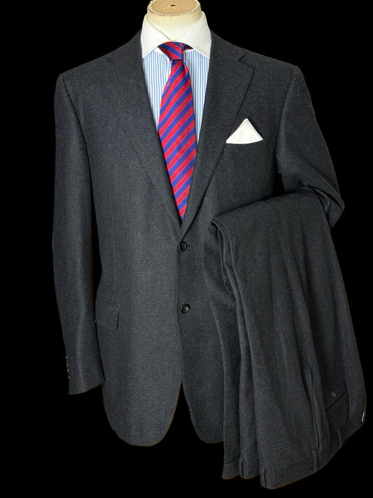 Canali Charcoal Grey Flannel Suit 46L / W38L Silver Label RRP £1.8k