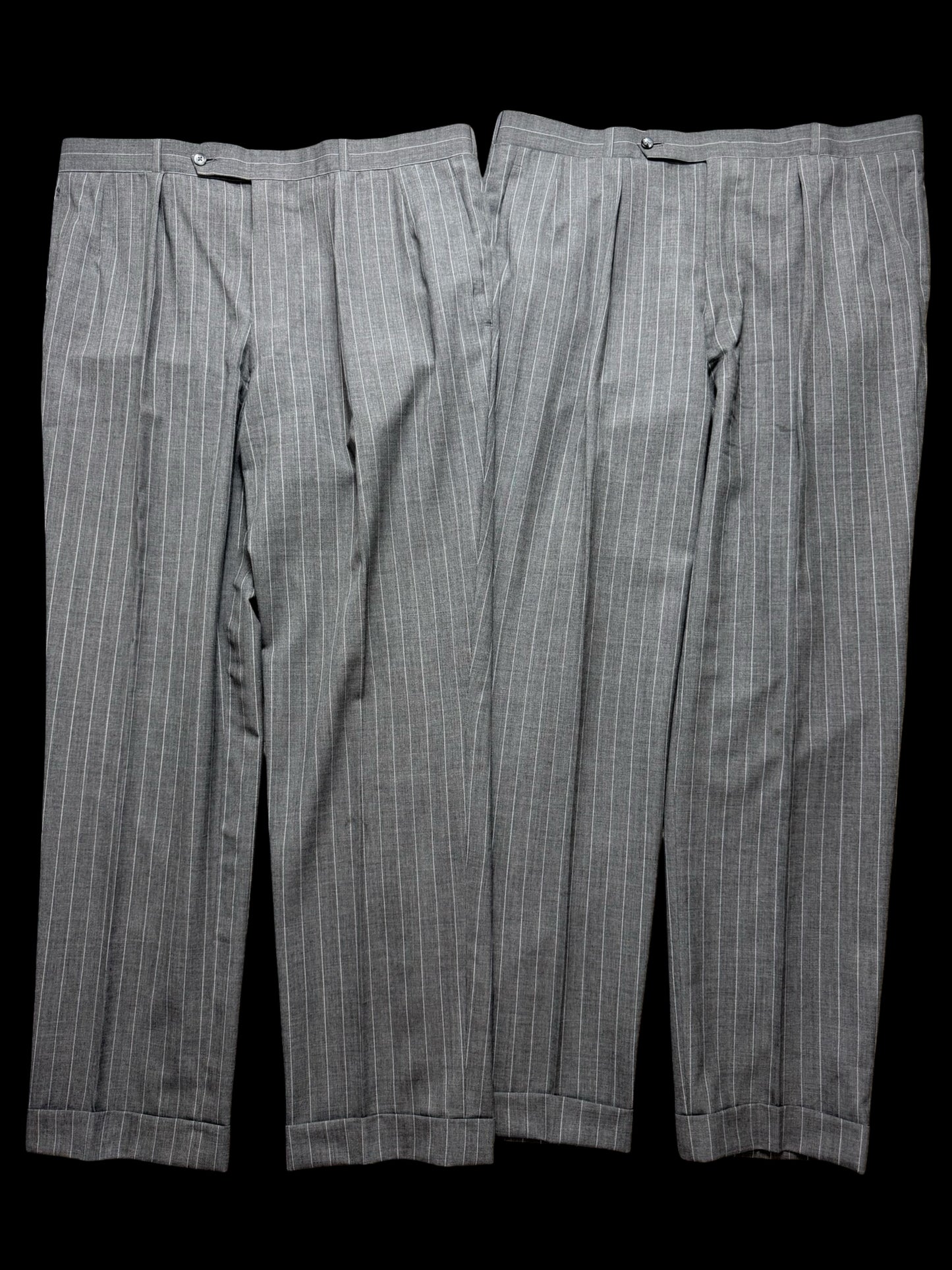 Bespoke Kilgour Light Grey Pinstripe Suit 42L/W38L Lightweight Savile Row 2roll3 - 2X TROUSERS