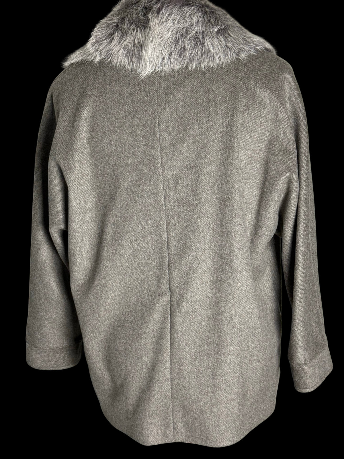 Fabiana Fillippi Wool Cashmere Cape Coat Fur Collar Size UK12 IT44 Luxury