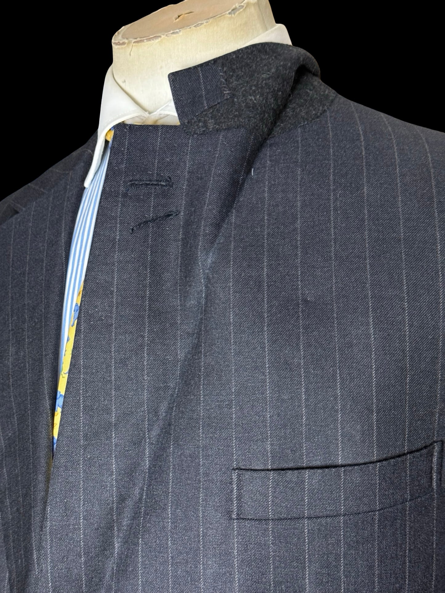 Bespoke Hayward Dark Grey Pinstripe Suit 43R/ W36R Savile Row 2 Btn