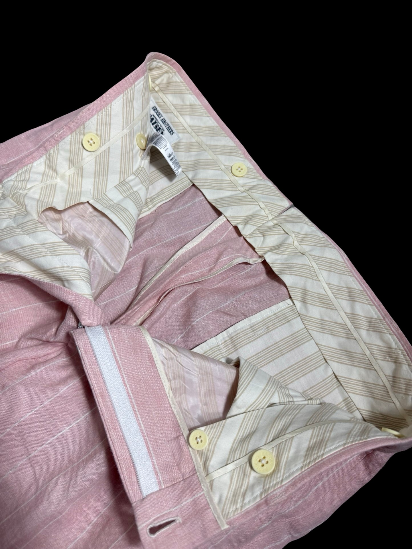 Brooks Brothers X Gatsby Pink Linen Pinstripe Suit 42R / W36R Made In USA Rare