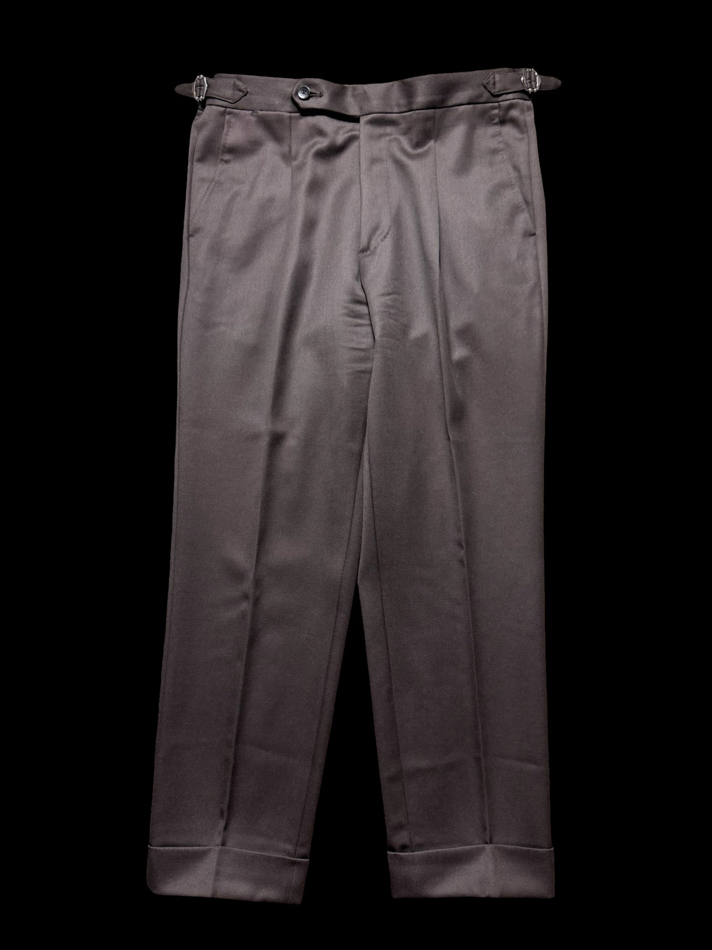 Men’s Natalino Brown Cavalry Wool Twill Pleat Front Trousers W32S RRP £205