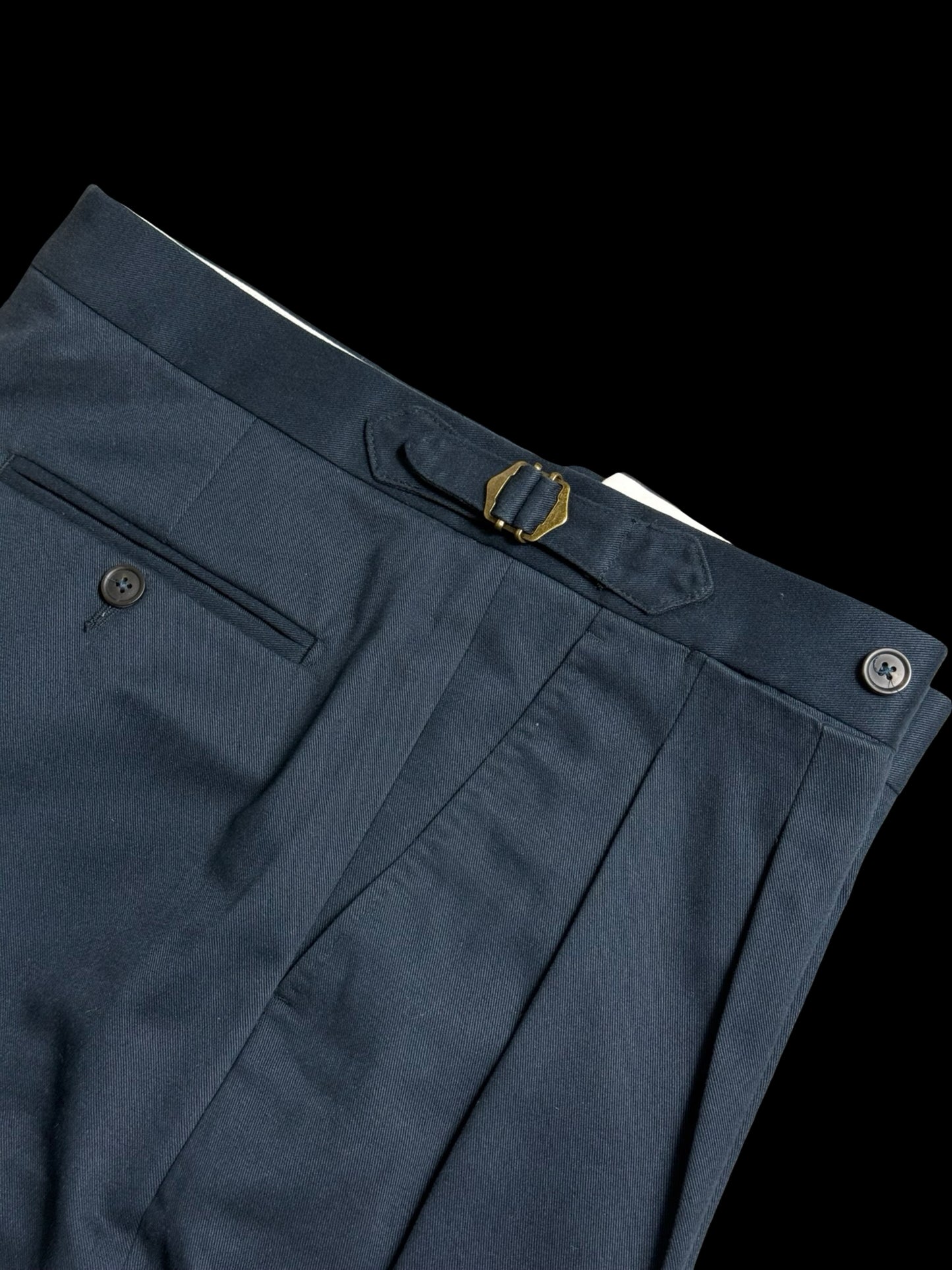 Natalino Navy Blue Cotton Drill Pleat Front Trousers W32R RRP £165