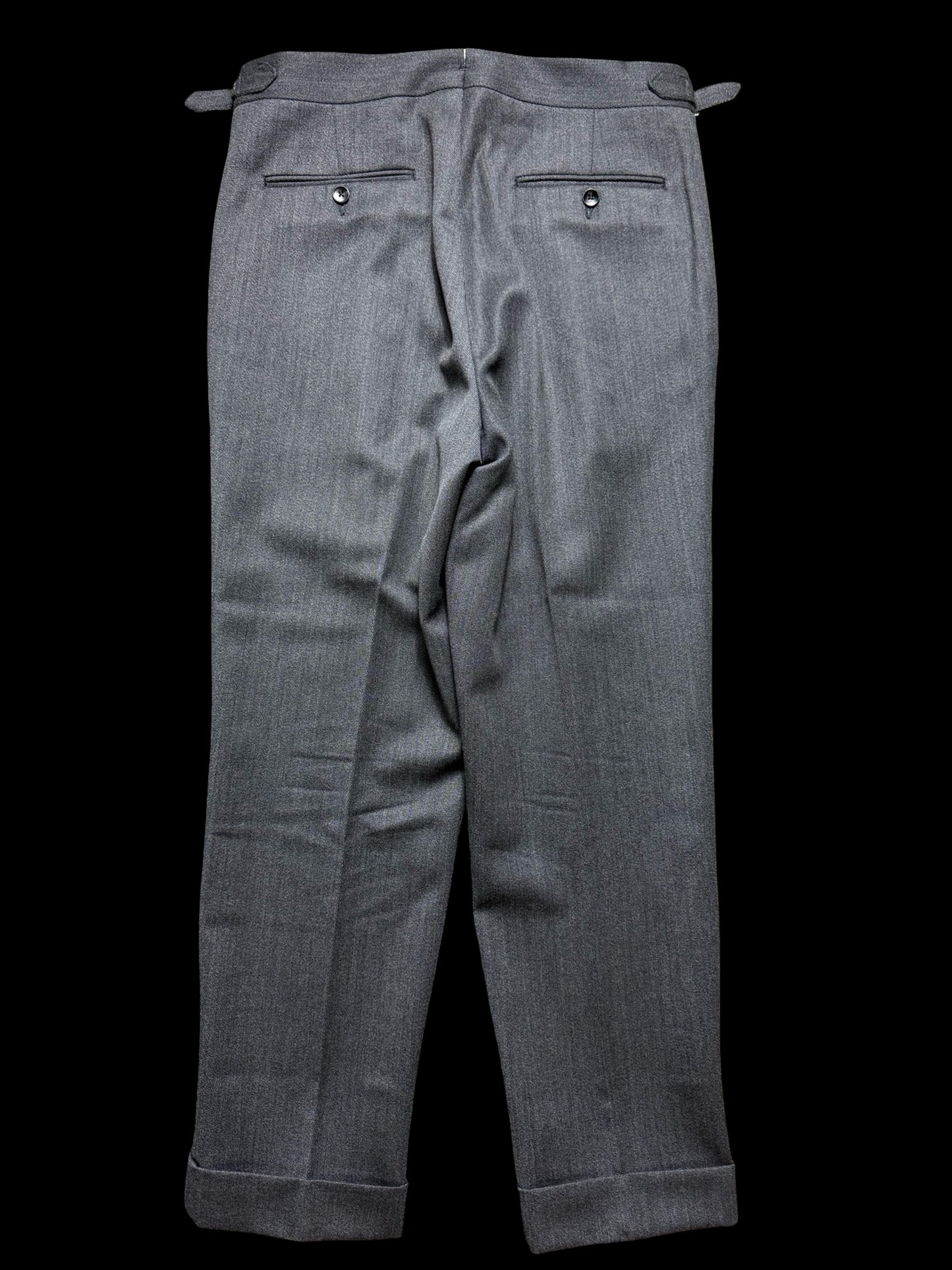 Men’s Natalino Grey Cavalry Wool Twill Pleat Front Trousers W32S RRP £205