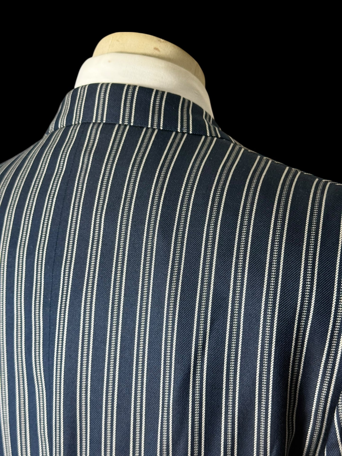 Vintage Chester Barrie Pure Silk Double Breasted Striped Blazer 42R Gold Buttons