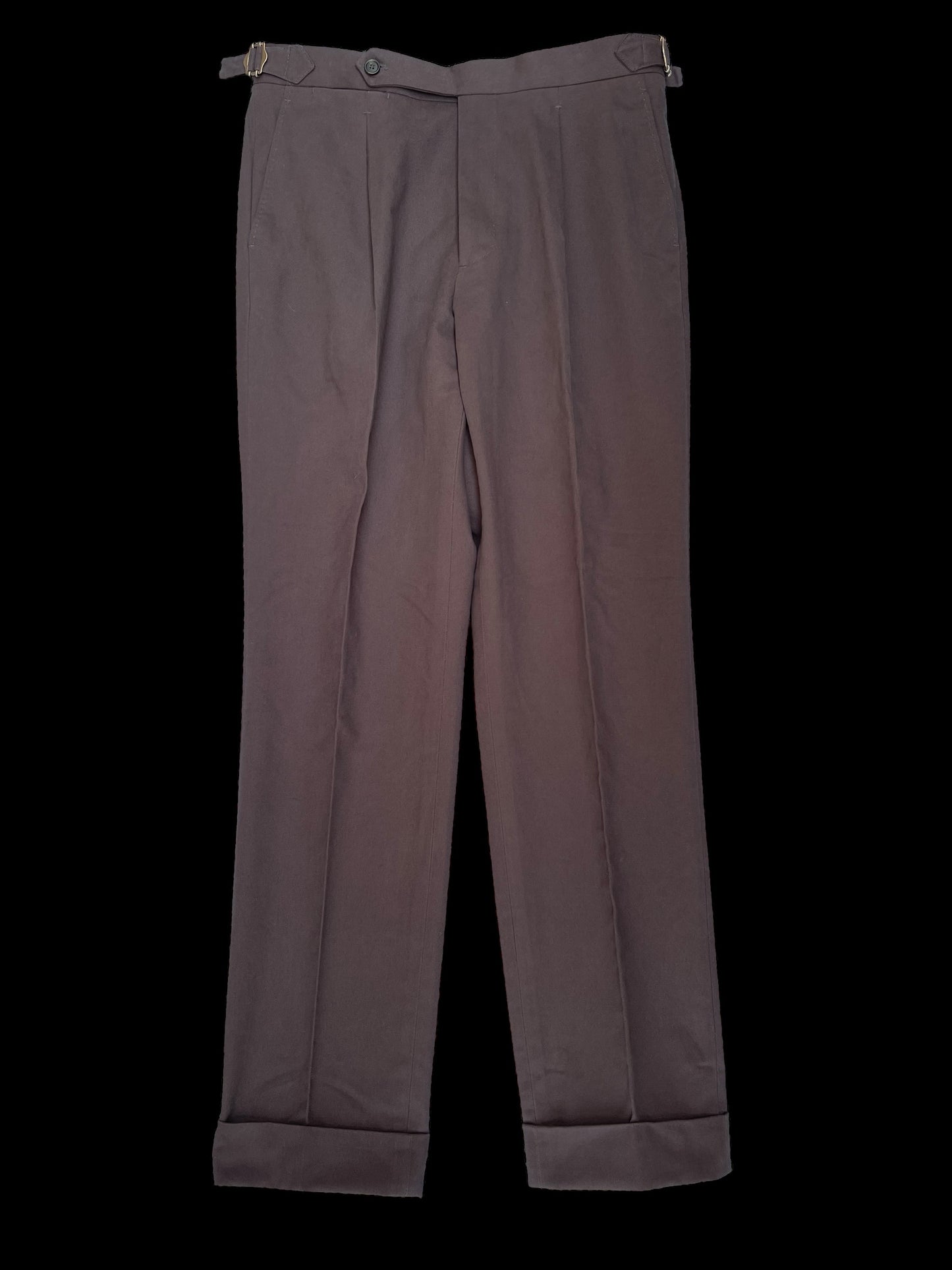 Natalino Single Pleat Cotton Drill Trousers 32R Brown RRP £180