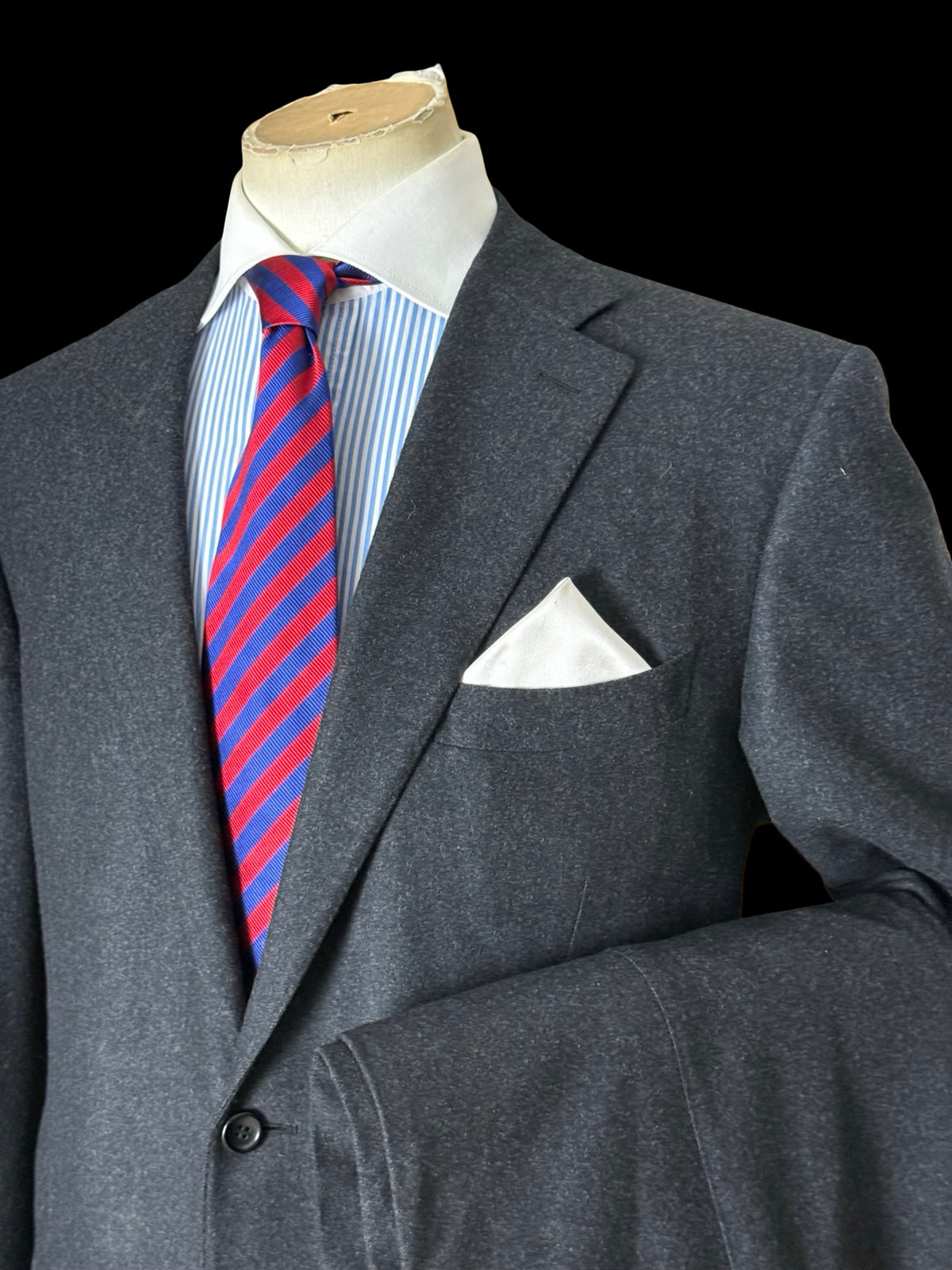 Canali Charcoal Grey Flannel Suit 46L / W38L Silver Label RRP £1.8k