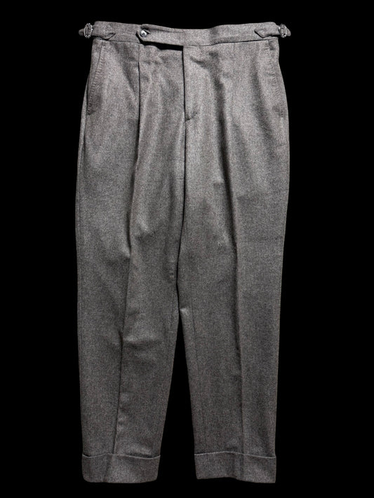 Men’s Natalino Grey Flannel Pleat Front Trousers W34S RRP £195