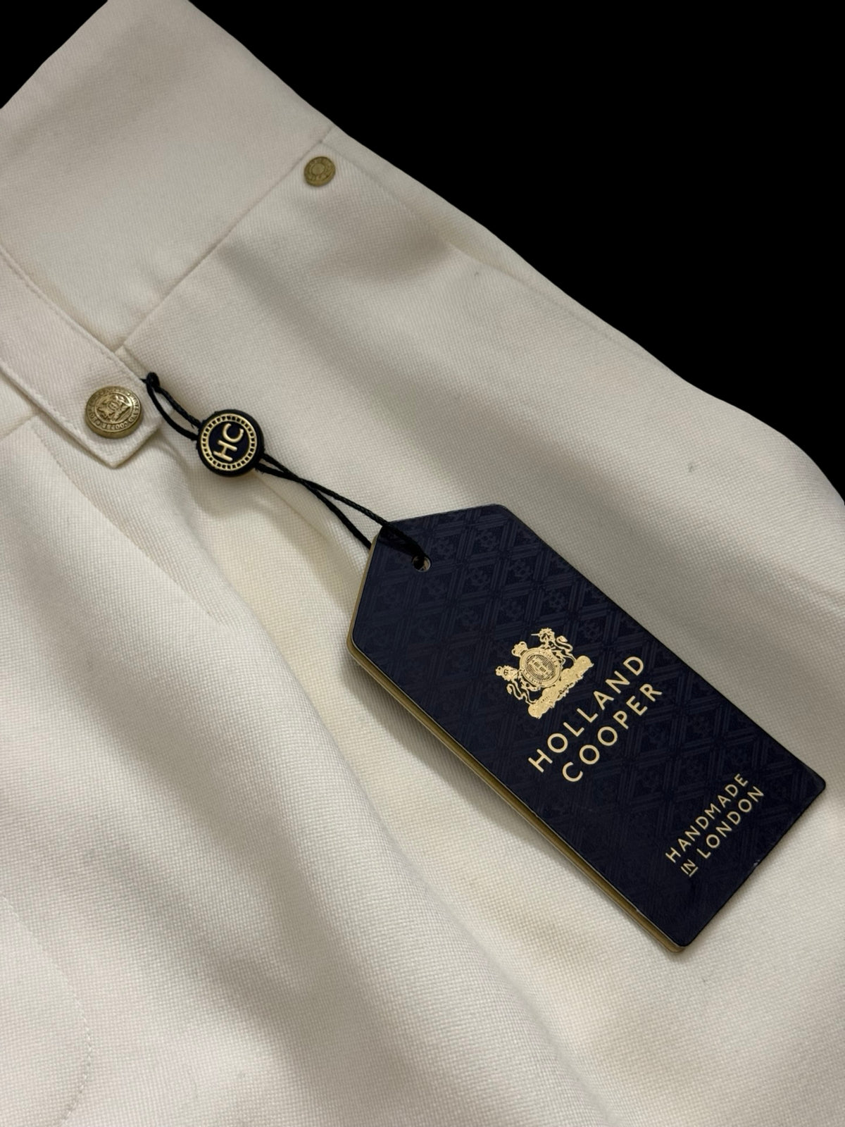BNWT Holland Cooper High Waisted Straight Trousers UK14 Ivory RRP £299