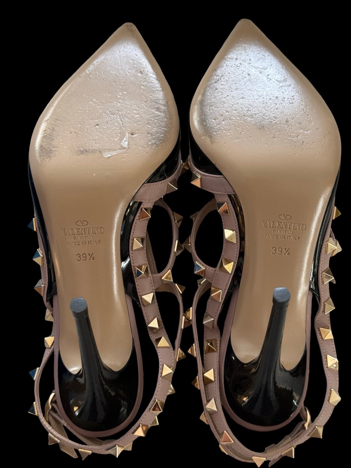 Valentino Garavani Rockstud Ankle Strap Heels Size EU39.5 UK6.5 Black/Nude