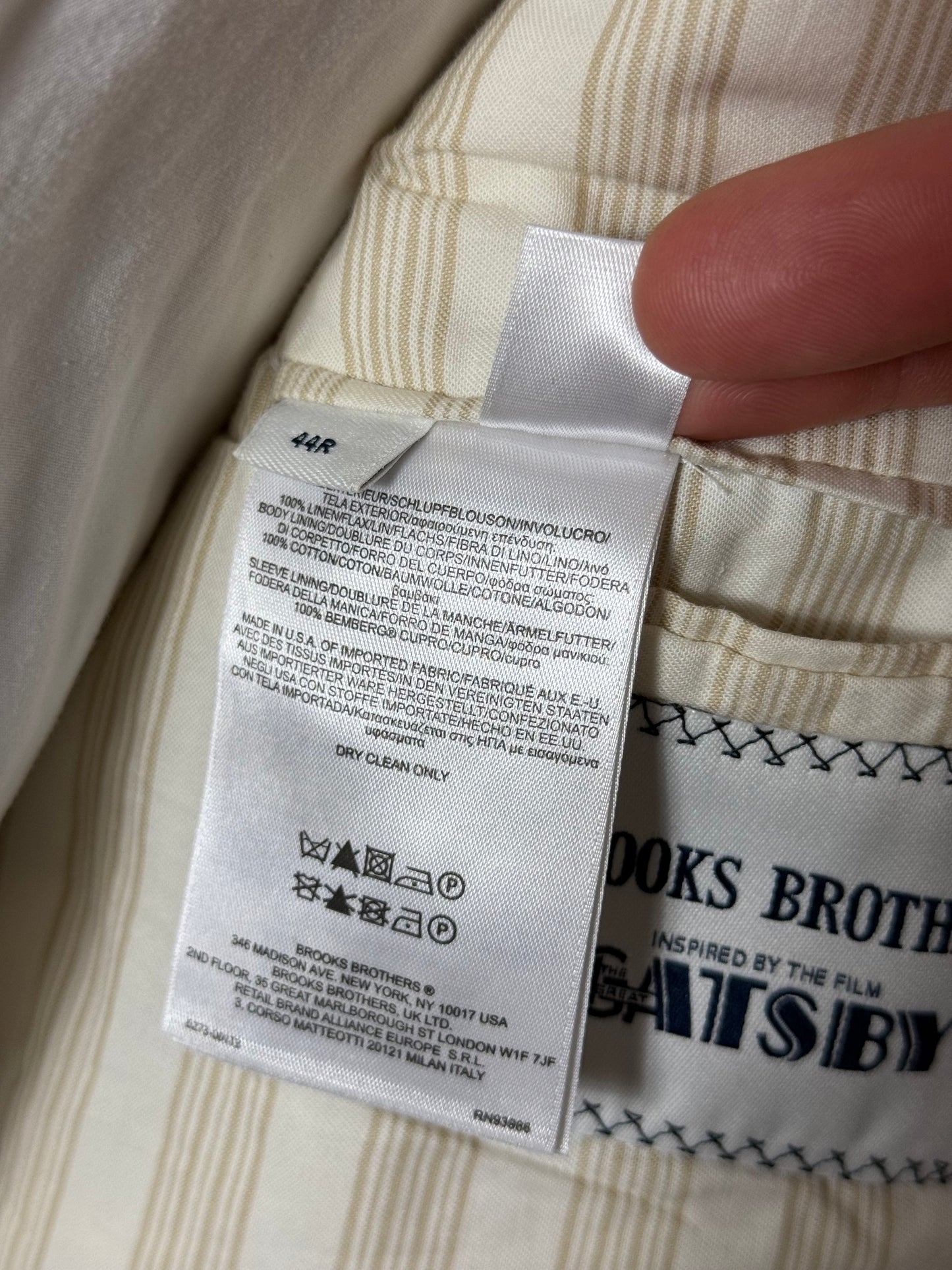 Brooks Brothers X Gatsby Pink Linen Pinstripe Suit 42R / W36R Made In USA Rare