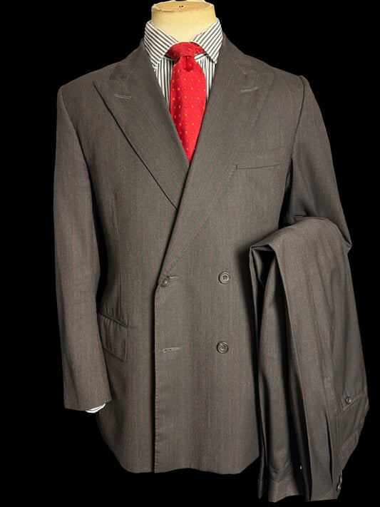 Bespoke Sims & Macdonald Savile Row Double Breasted Suit 38S / W34S Grey Pinstripe