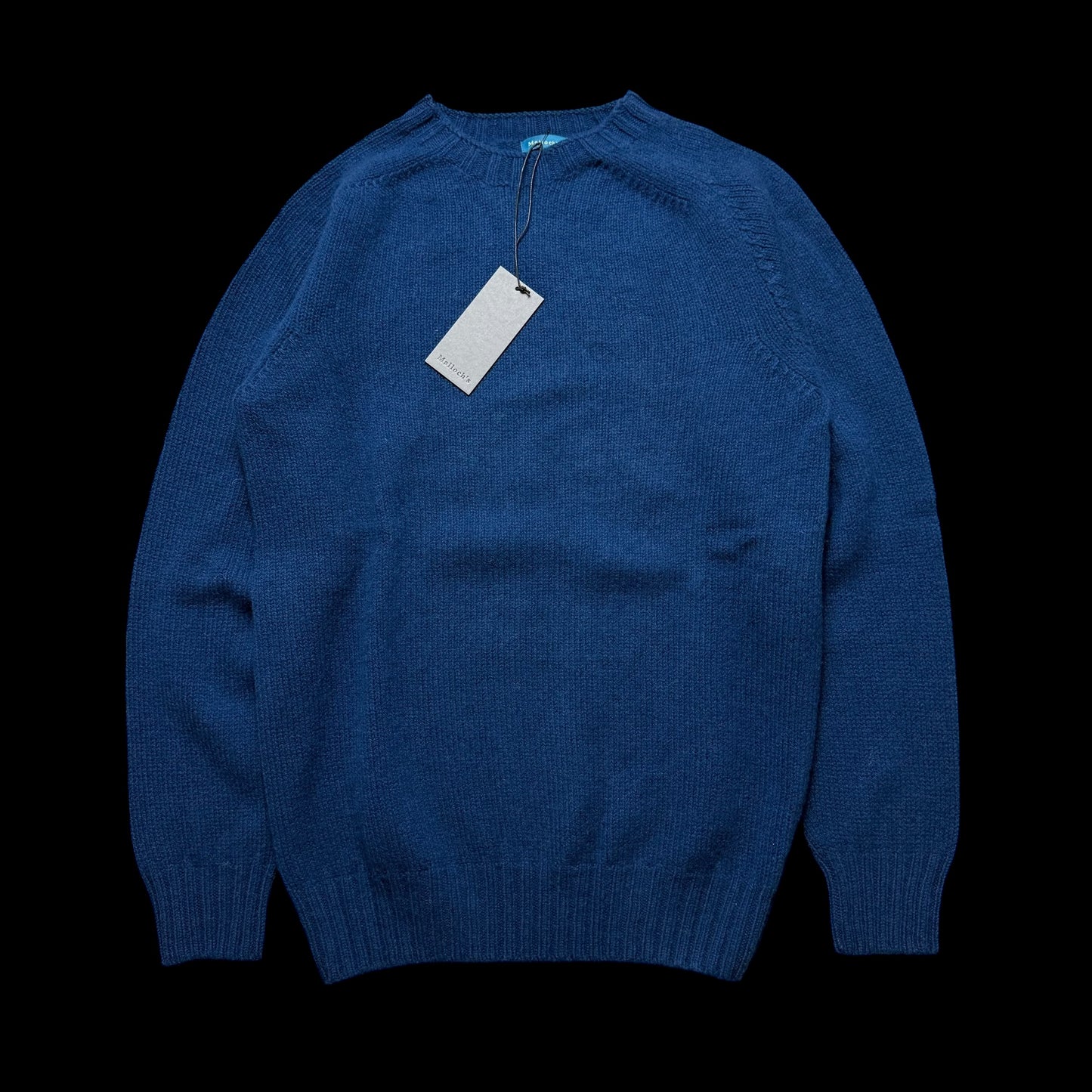 BNWT Malloch’s Linton Crew Neck Jumper Size Small Superfine Wool Navy RRP £185