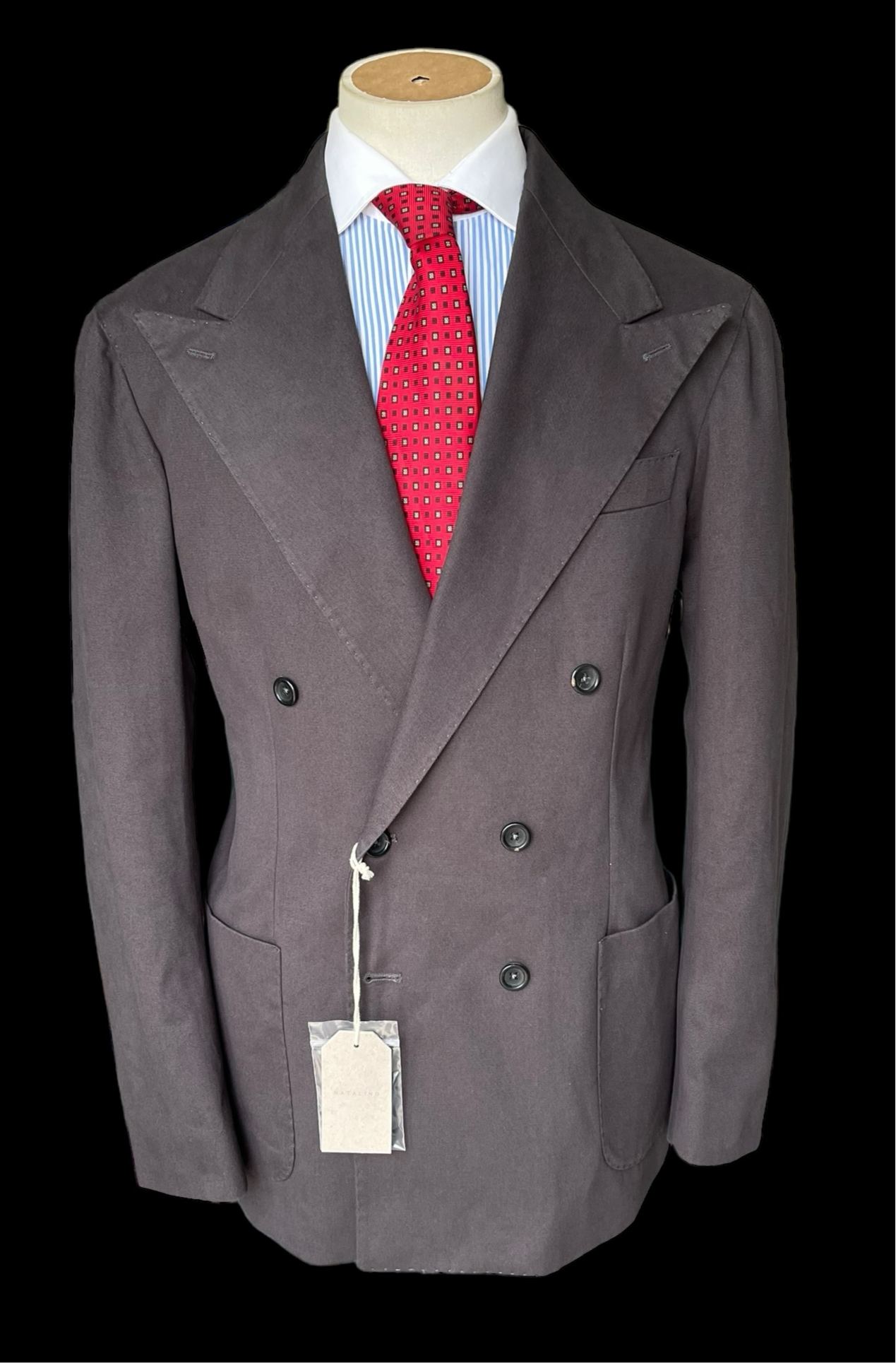 Natalino Double Breasted Sport Coat 54 UK44 Grey Brushed Cotton RRP £420