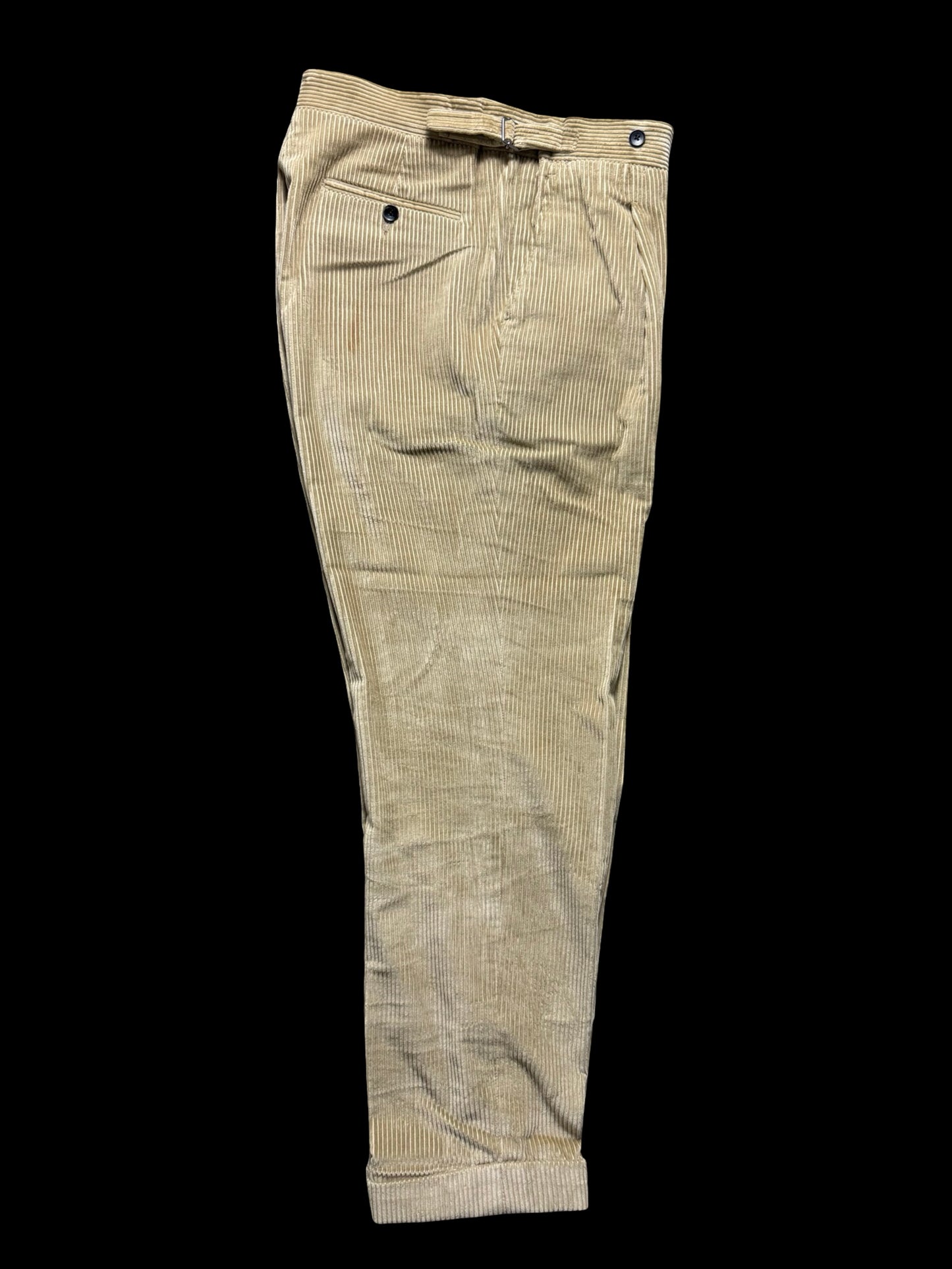 Natalino Beige Corduroy Pleat Front Trousers W32S RRP £185