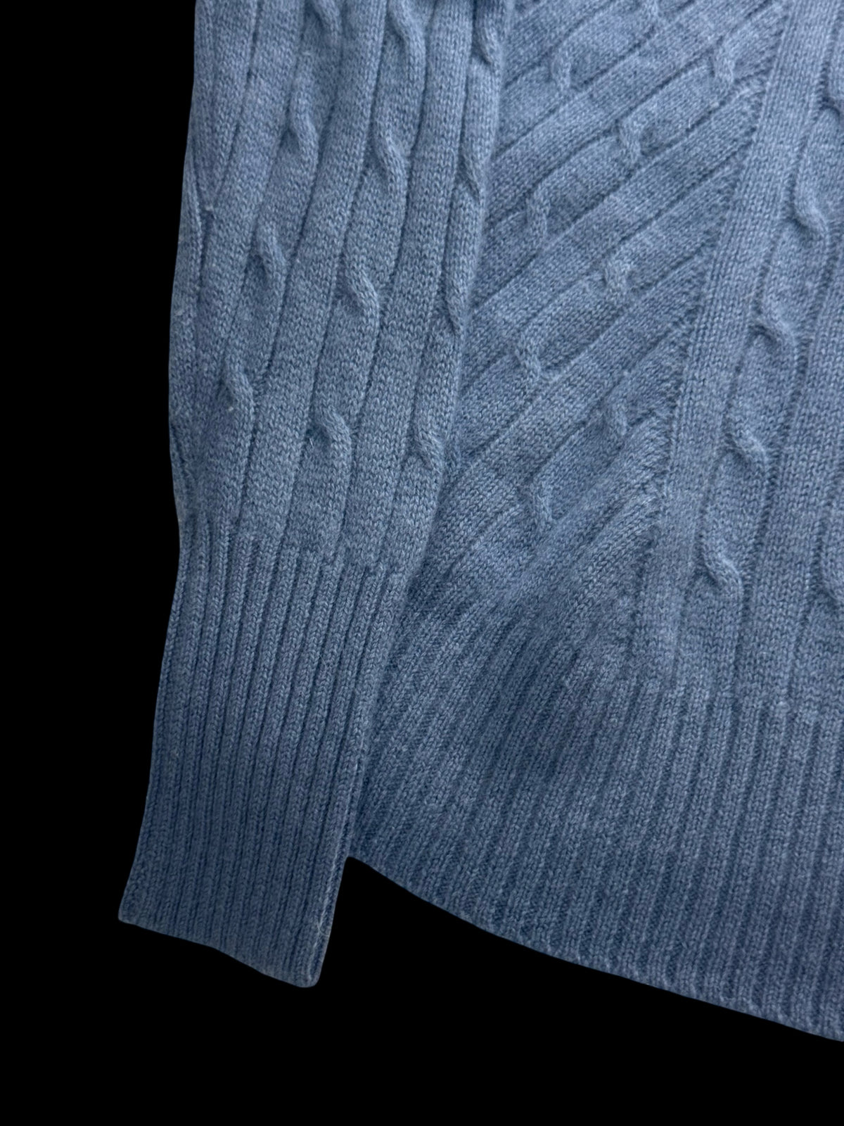 Women’s N Peal Blue Cashmere Cableknit Roll Neck Jumper Large RRP £325