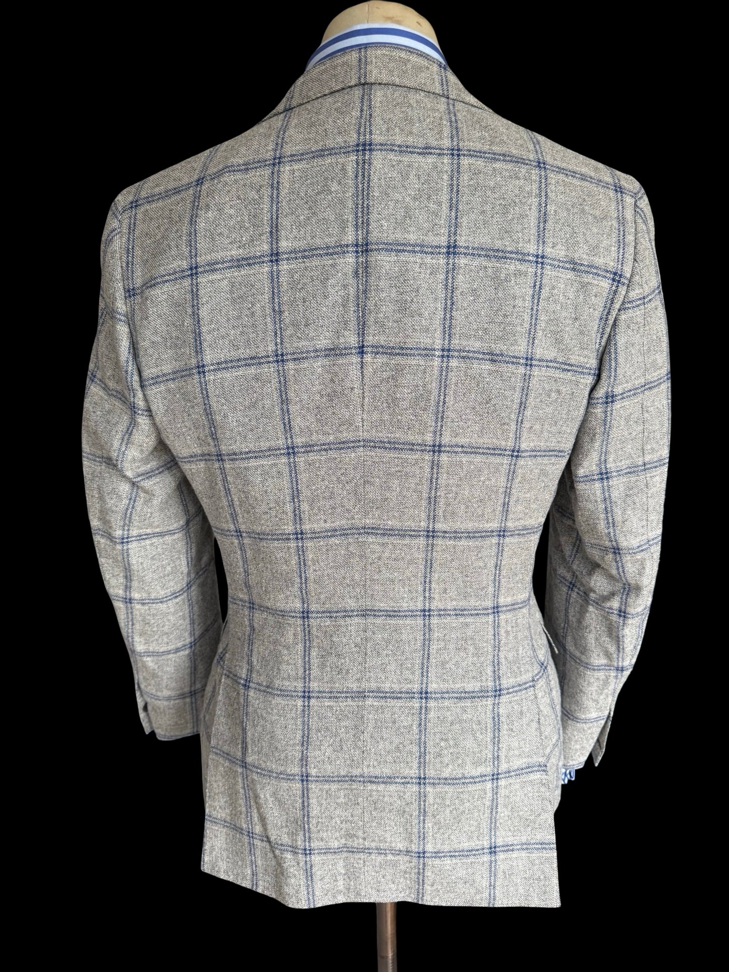 Suit Supply Lazio Wool Silk Linen Suit 38R / W36” Grey Blue Check