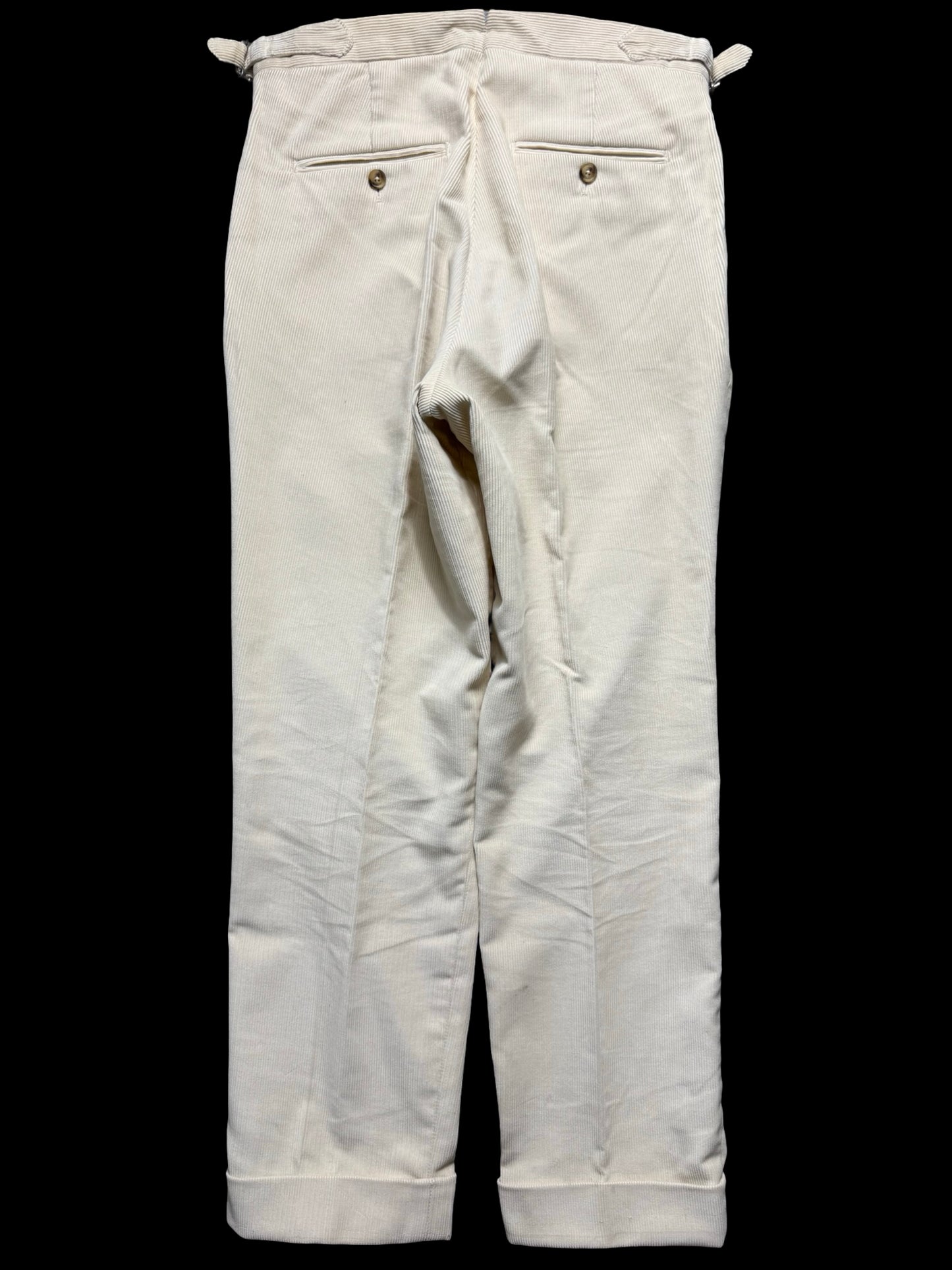 Natalino Off White Corduroy Pleat Front Trousers W30S RRP £180