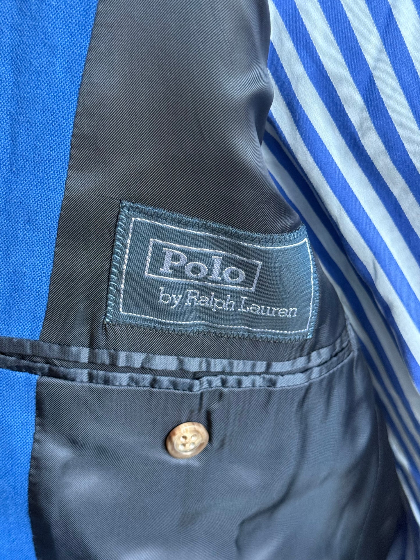 Polo Ralph Lauren Royal Blue Linen Suit 42L / W36” Made In Italy Rare