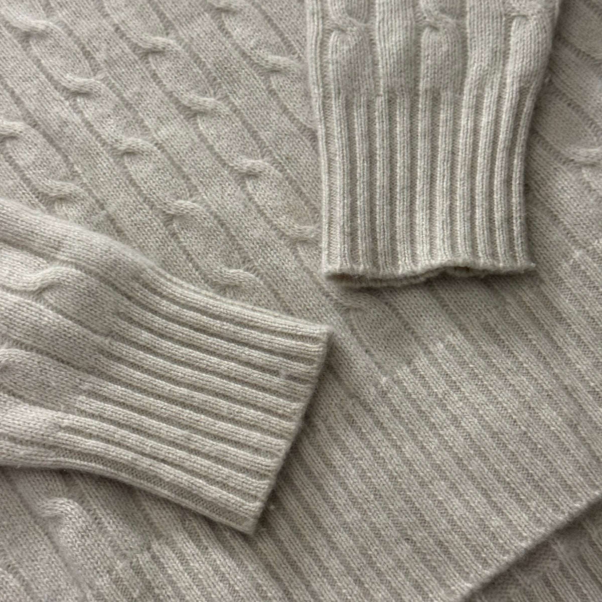 Women’s N Peal Beige Cashmere Cableknit Jumper Large Oversized