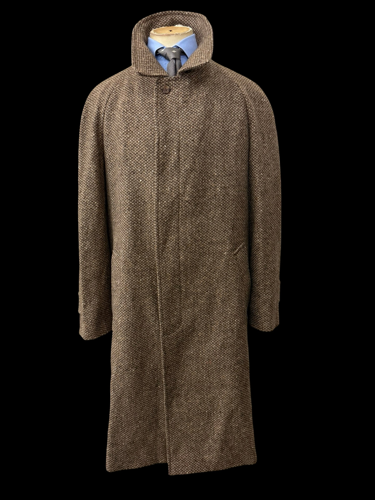 Vintage Mens Aquascutum Tweed Raglan Balmacaan Coat Size 40R Brown Flecked