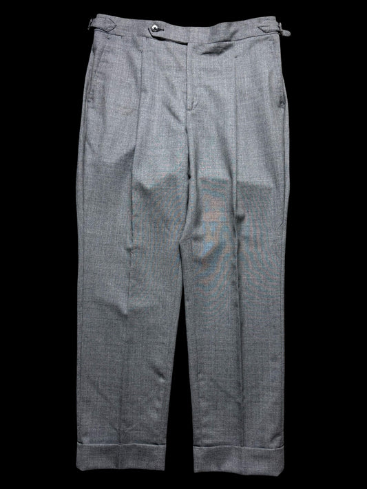 Men’s Natalino Light Grey Tropical Wool Pleat Front Trousers W32S RRP £195