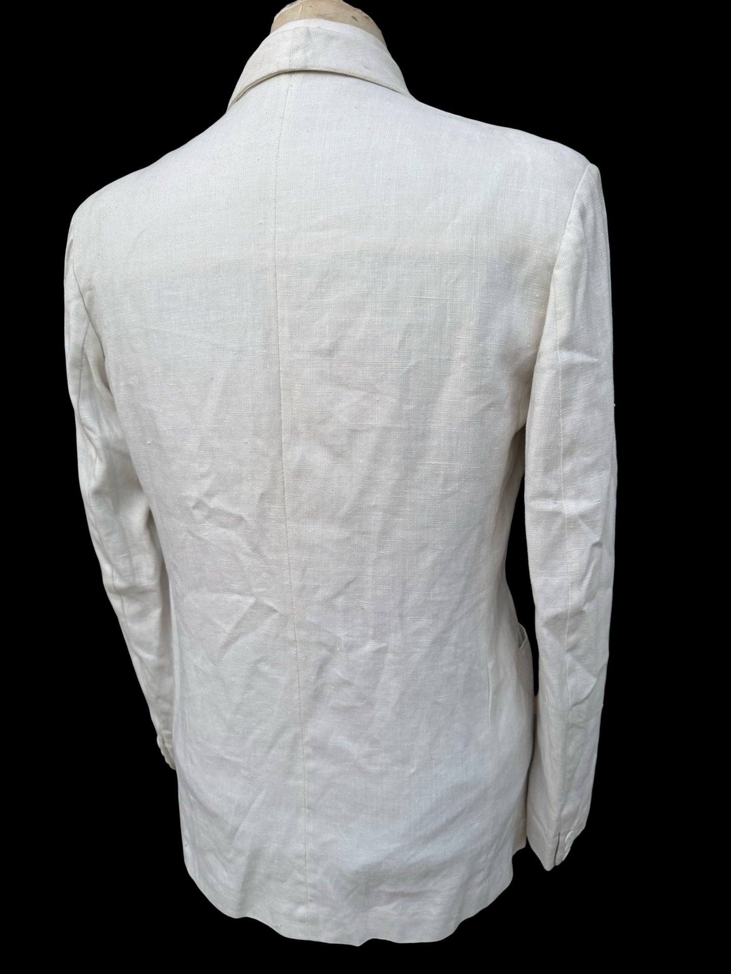 Men’s Alkit 1950’s Bespoke White Linen Double Breasted Blazer 40S Savile Row