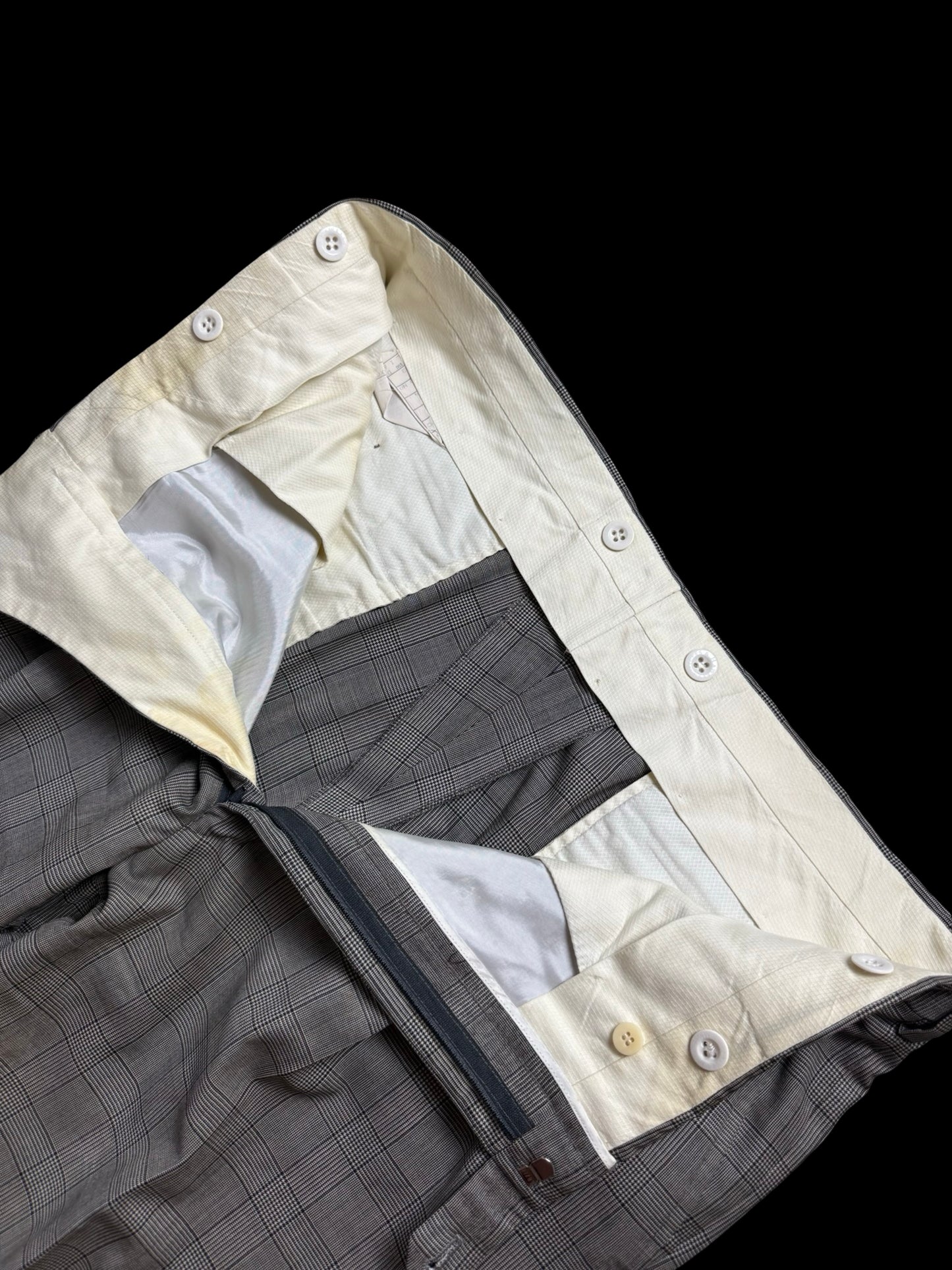 GIEVES & HAWKES Grey Prince Of Wales Wool Suit Size 44L/ W38L Savile Row