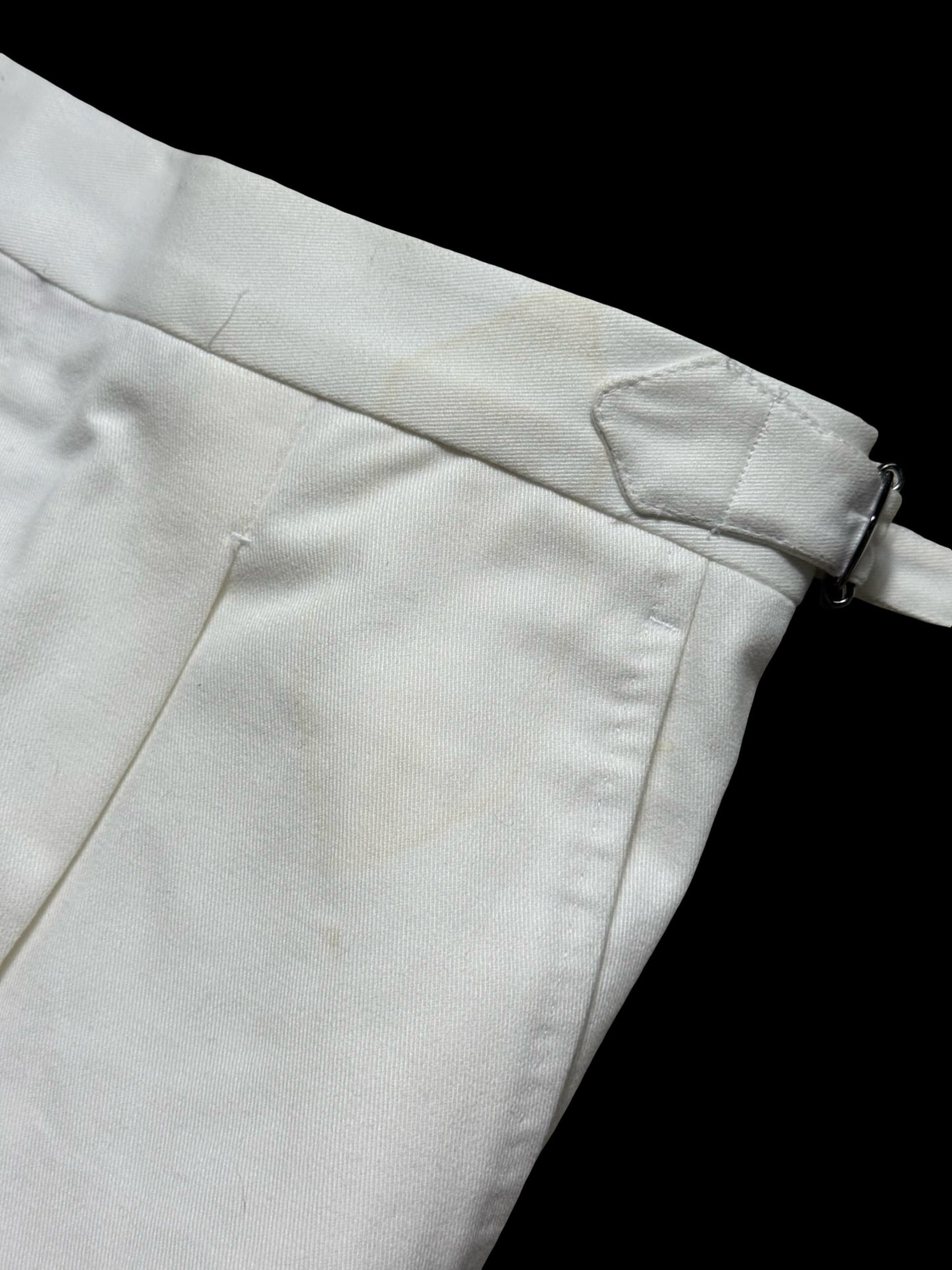 Men’s Natalino White Brushed Cotton Pleat Front Trousers W32S RRP £165