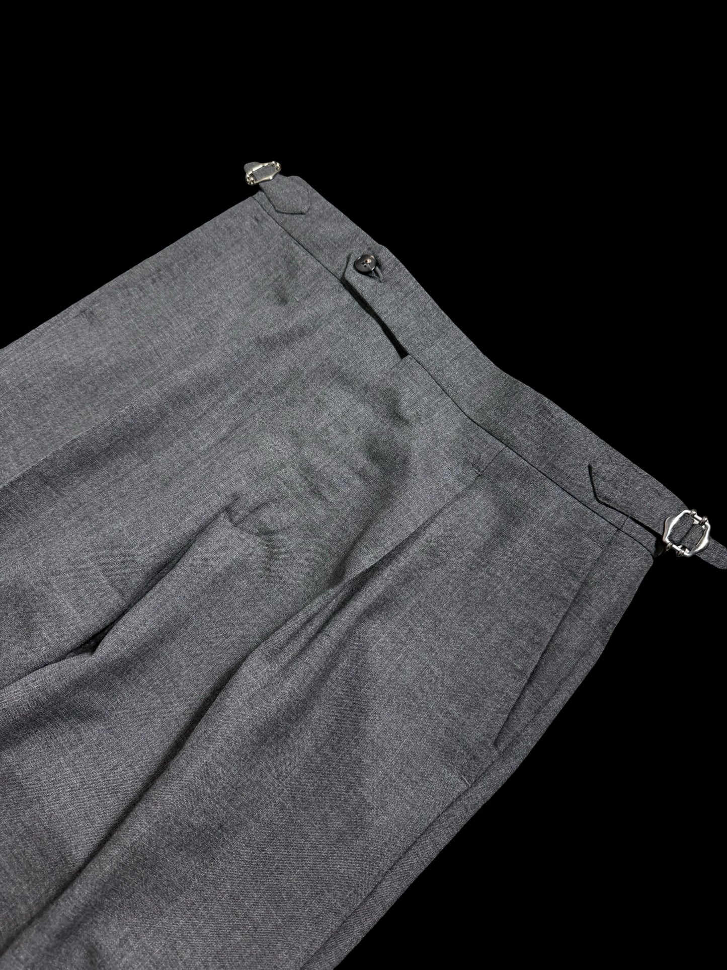 Men’s Natalino Mid Grey Tropical Wool Pleat Front Trousers W32S RRP £195