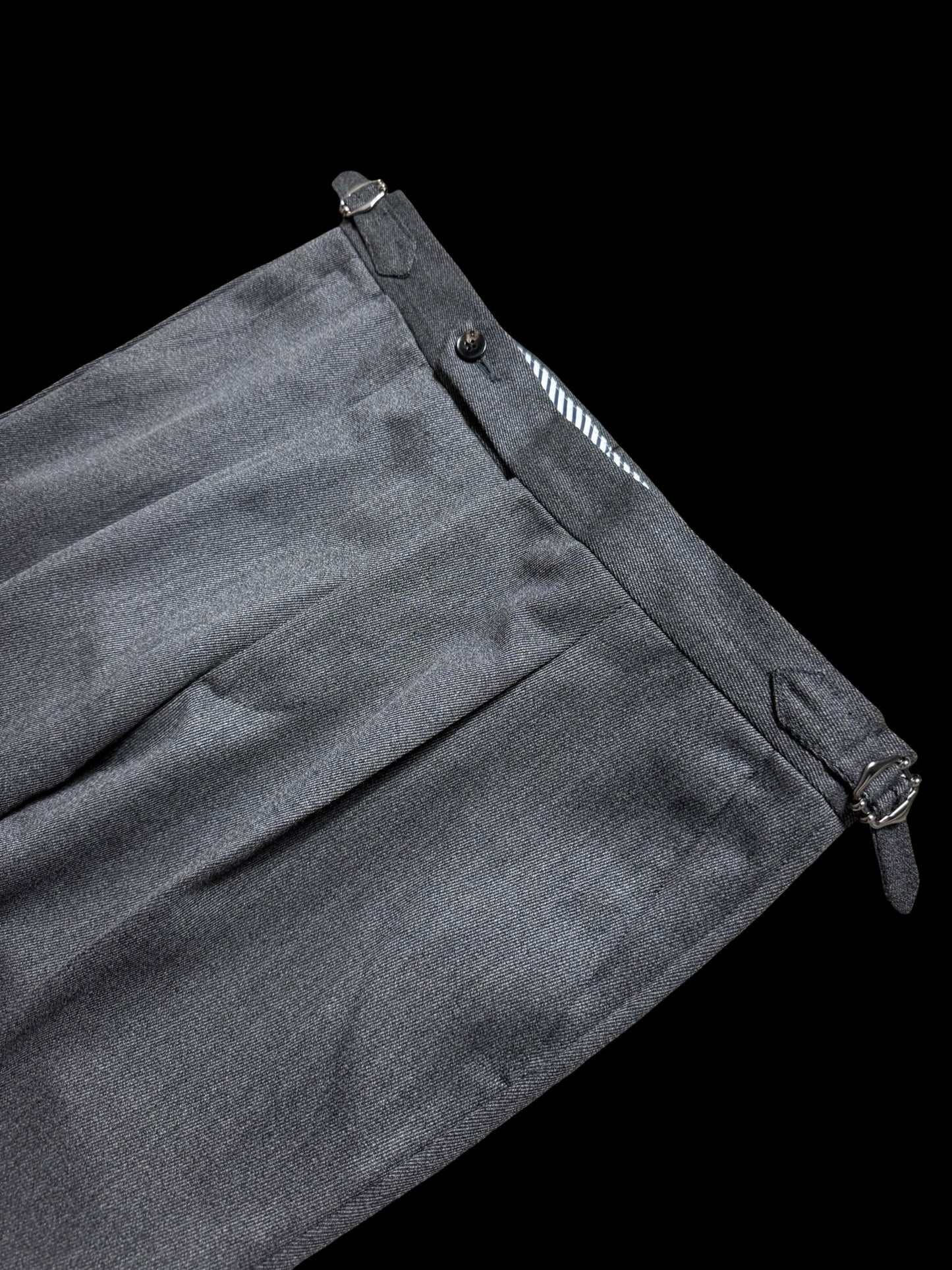 Men’s Natalino Grey Cavalry Wool Twill Pleat Front Trousers W32S RRP £205